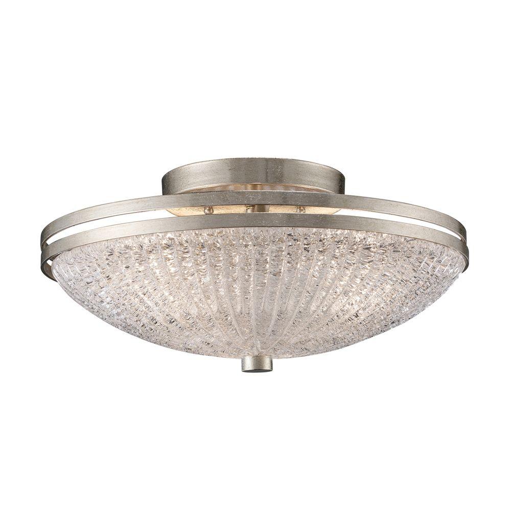 Titan Lighting New York 3 Light Renaissance Silver Ceiling Semi Flush Mount Light