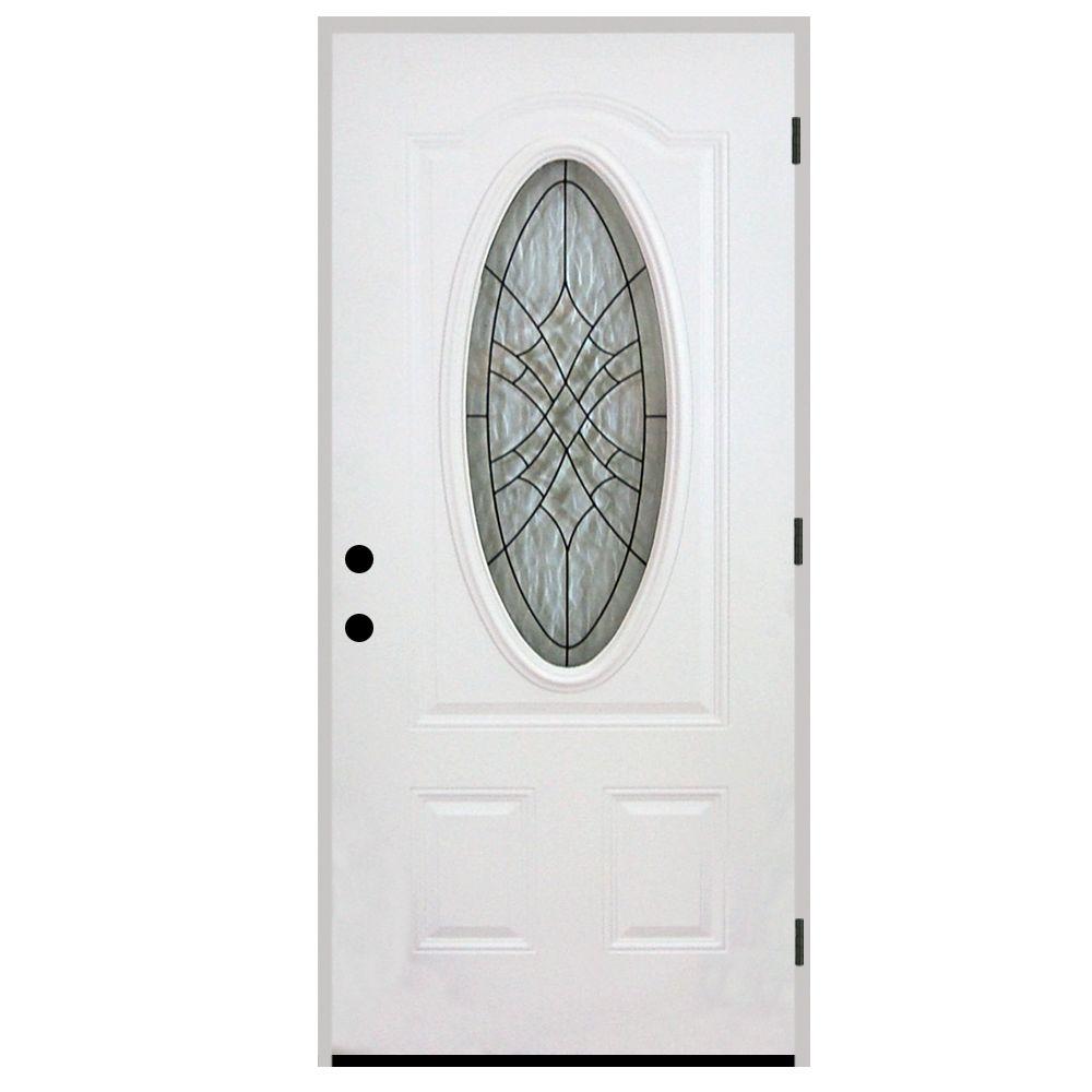 Steves & Sons 32 In. X 80 In. Webville Oval Lite 2-Panel White Primed ...