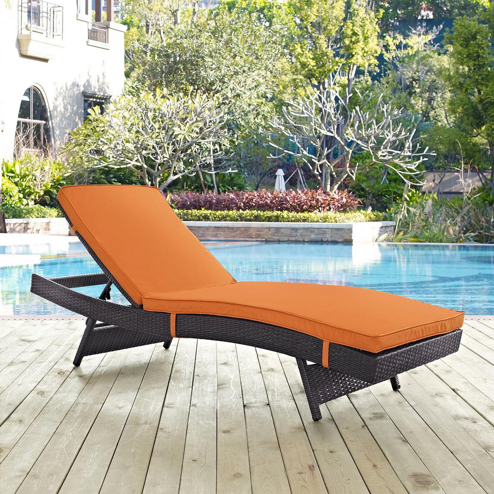 MODWAY Convene Wicker Outdoor Patio Chaise Lounge in Espresso with