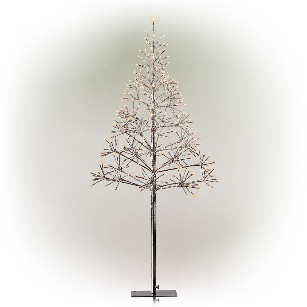 Alpine Corporation Festive Silver Christmas Tree with LED Lights