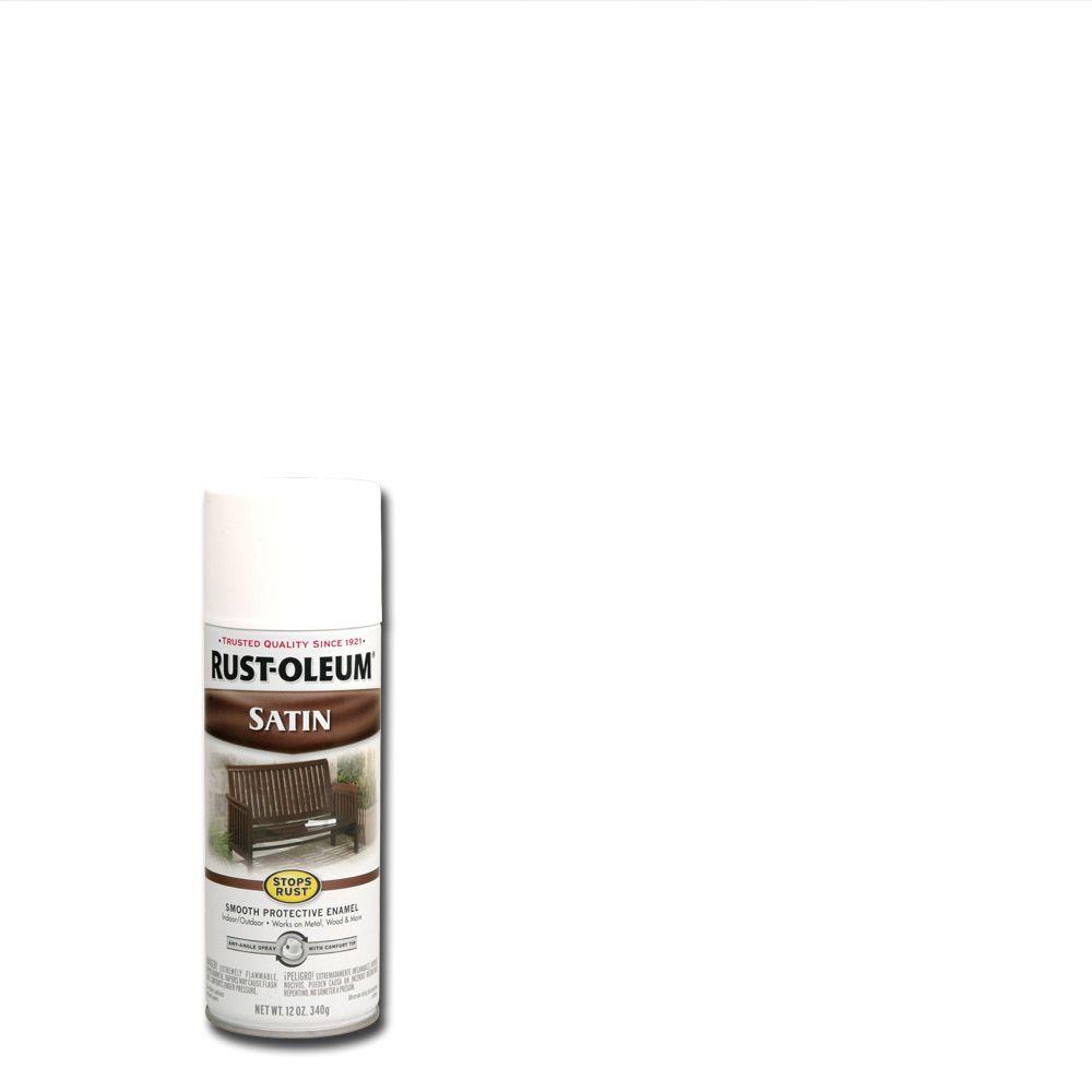 Rust-Oleum Stops Rust 12 oz. Protective Enamel Satin White Spray Paint ...