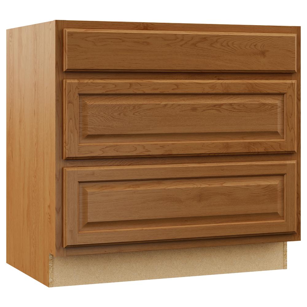 Hampton Bay Hampton Assembled 36x34 5x24 In Pots And Pans Drawer Base   Medium Oak Hampton Bay Assembled Kitchen Cabinets Kdb36 Mo 64 1000 