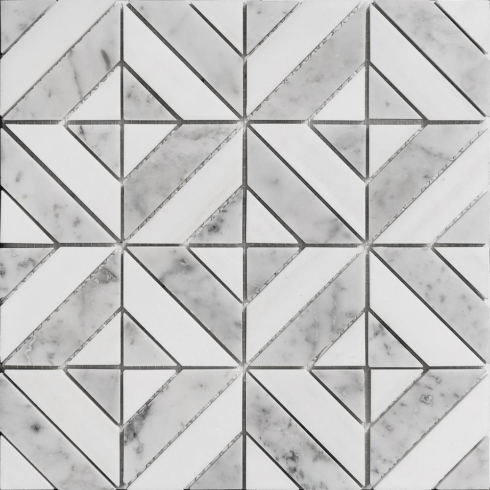 Retro Marble Luxe Gray 11.81 in. x 11.81 in. Square Joint Polished