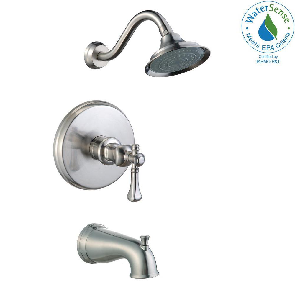 Pegasus Verdanza Watersense Single Handle 1 Spray Tub And Shower Pegasus Verdanza Watersense Single Handle 1 Spray Tub And Shower Faucet In Brushed Nickel Valve Included 873w 5004 The Home Depot