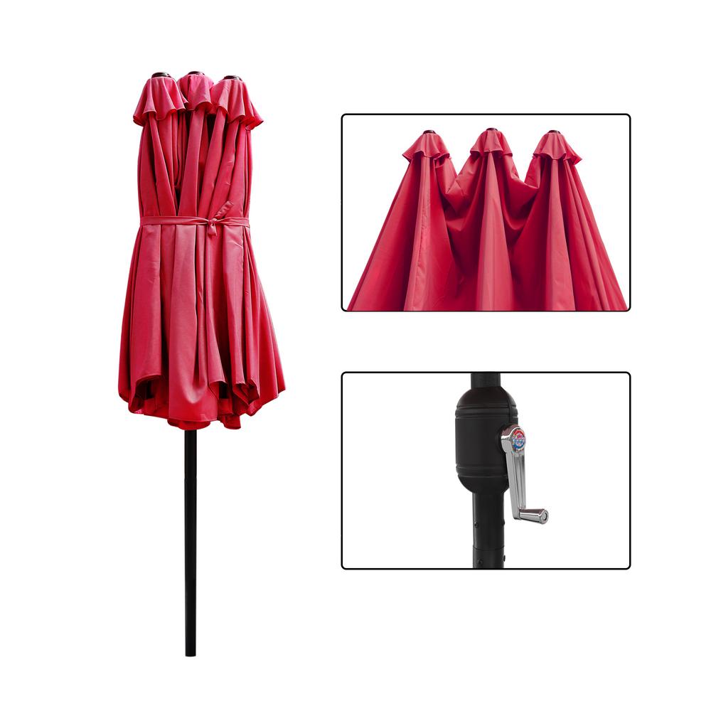 Maypex 15 Ft X 9 Ft Market Rectangular Outdoor Patio Umbrella In Red 300321 R The Home Depot