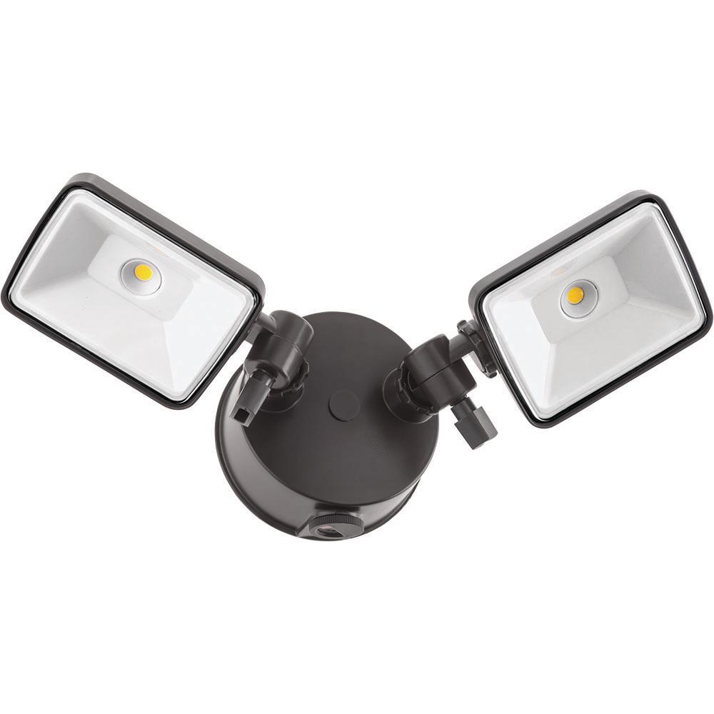 Lithonia Lighting Olf 2sh 120 Volt Bronze Outdoor Integrated Led Square Wall Mount Flood Light With Dusk To Dawn Photocell