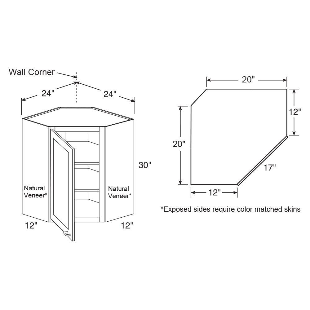 Contractor Express Cabinets Vesper White Shaker Assembled Plywood 24 In X 30 In X 12 In Wall Diagonal Corner Kitchen Cabinet With Soft Close Wa2430l Xvw The Home Depot
