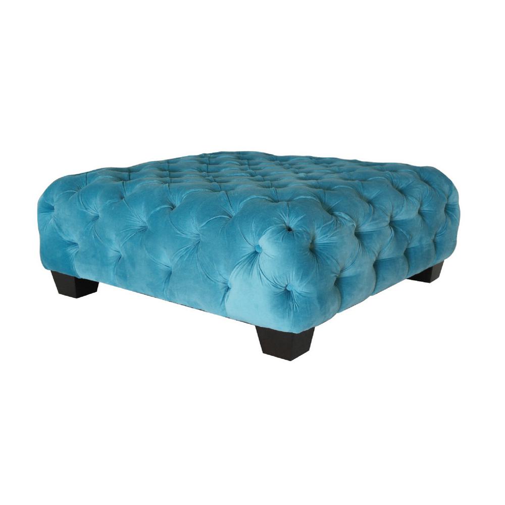 Pasargad Home Casa Milano Turquoise Color Tufted OttomanOTTOMAN6365
