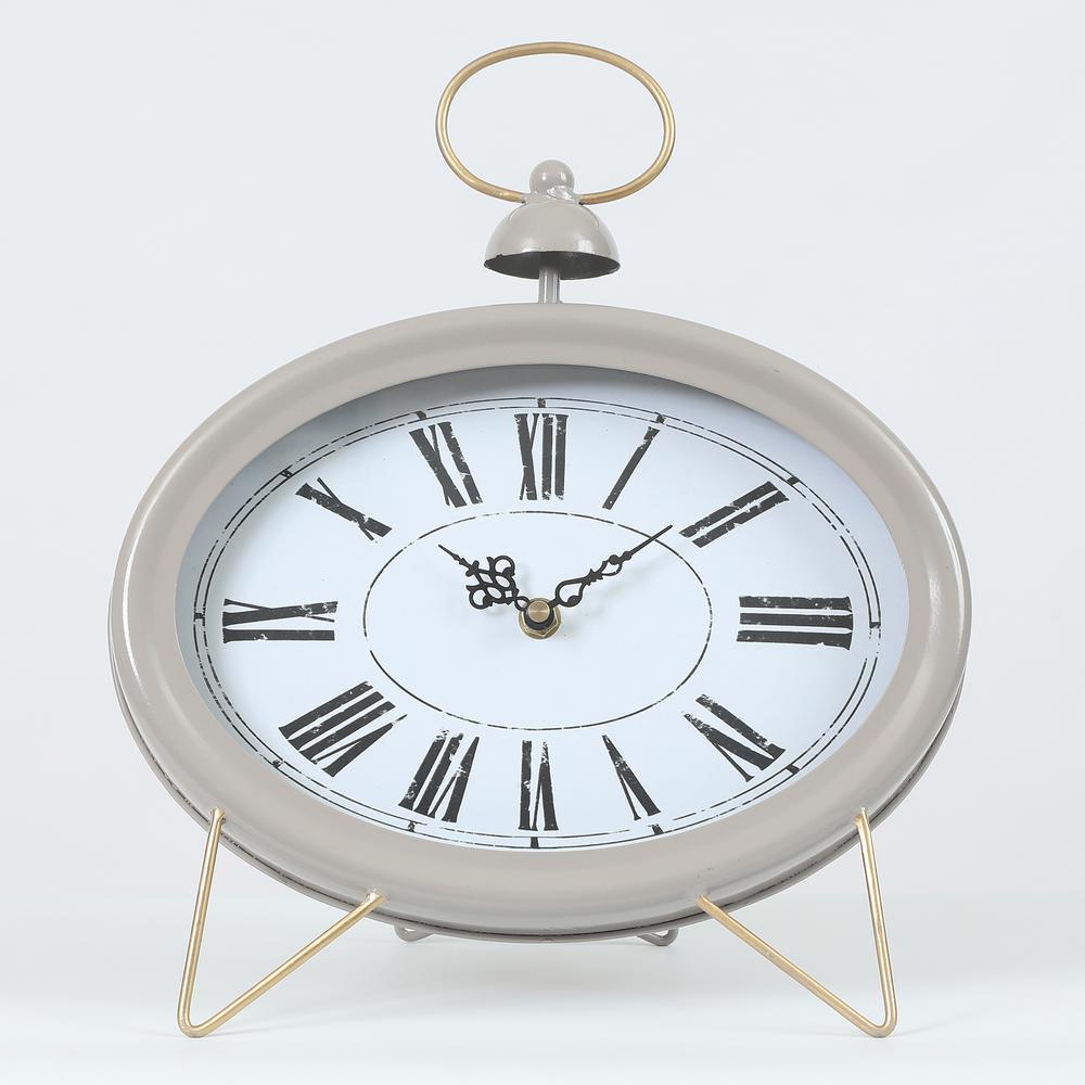 Winsome House Gray Oval Decorative Table Clock Whd519 The Home Depot