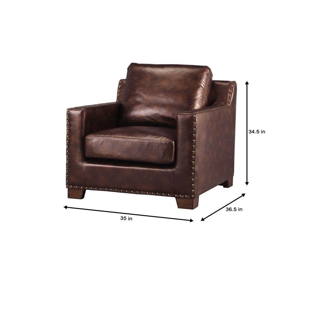 Home Decorators Collection Garrison Brown Bonded Leather Arm Chair