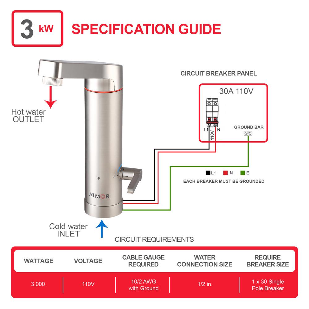 Atmor Hotap 3kw 0 5 Gpm 2 In 1 Electric Tankless Water Heater Faucet At 3tap Hd The Home Depot