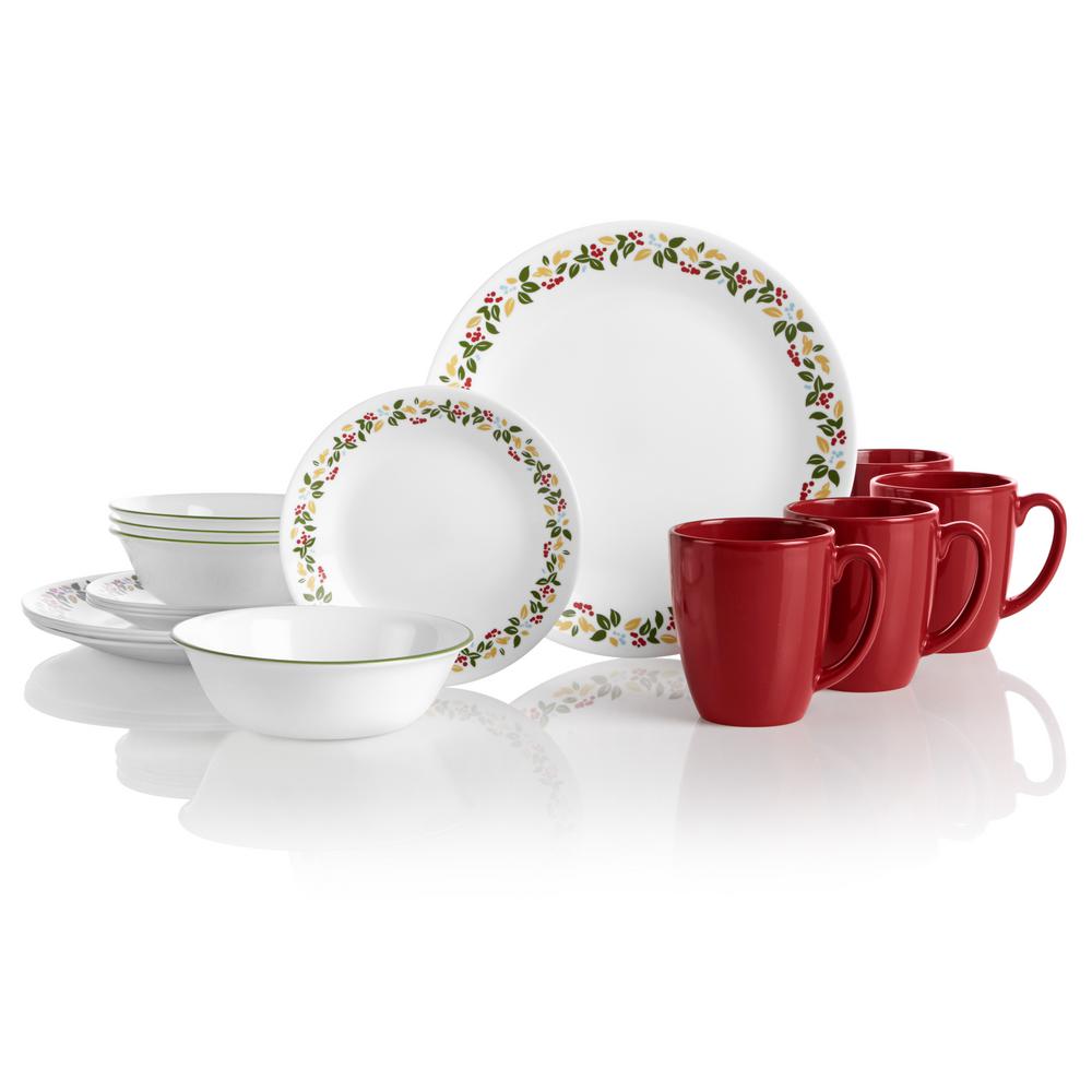 Corelle Clic 16 Piece Holiday Berries Dinnerware Set 1134323 Corelle Clic 16 Piece Holiday Berries Dinnerware Set