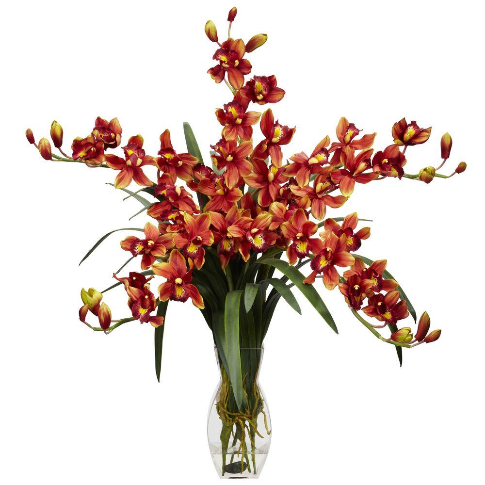 31 In H Burgundy Cymbidium Orchid Silk Flower Arrangement 1184 Bg H Burgundy Cymbidium Orchid Silk Flower Arrangement