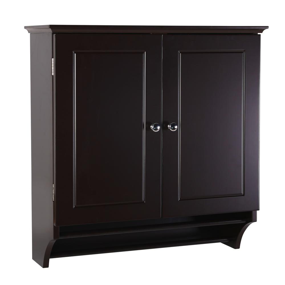 Veikous 24 4 In W X 8 6 In D X 23 6 In H Brown Wooden Wall Mounted Bathroom Cabinet Storage Organizer Bc 002 Brown The Home Depot