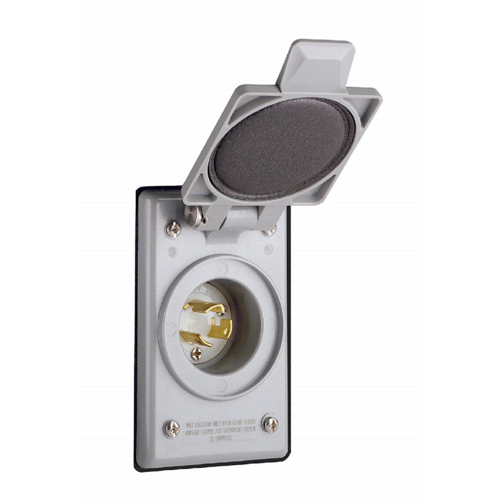 Leviton 15 Amp 125Volt Locking Grounding Power Inlet Outlet, Gray4716