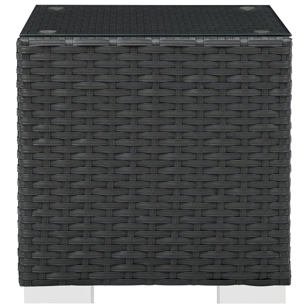 Modway Sojourn Glass Top Patio Dining Table in Chocolate