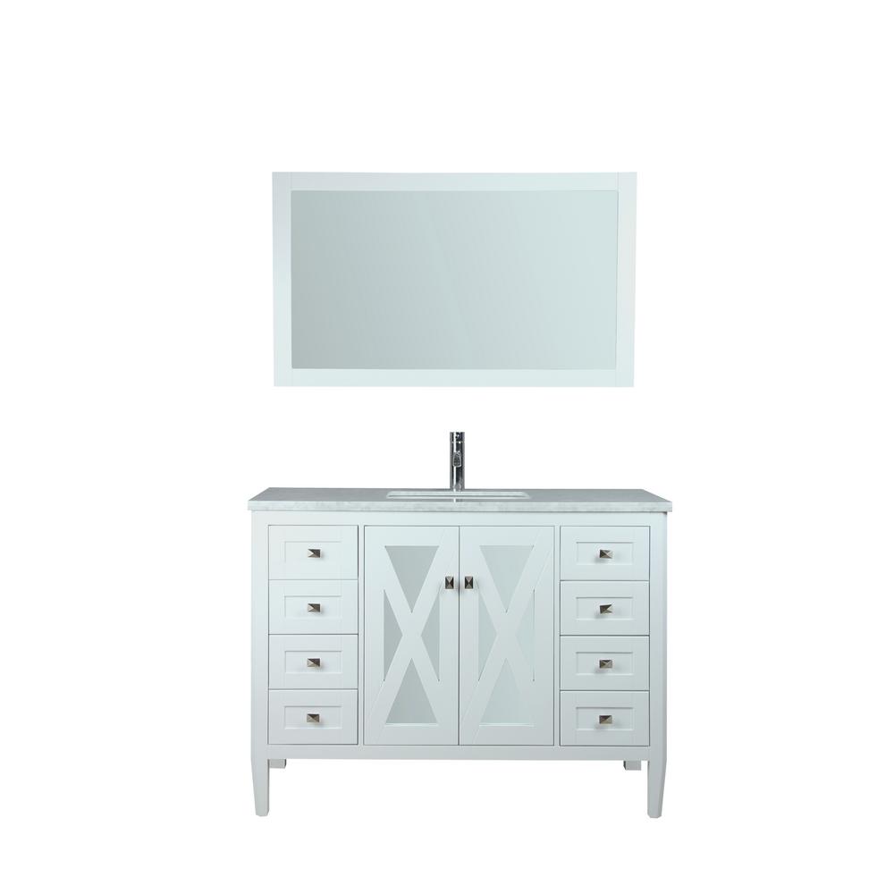 Reflection 48 in. W x 22 in. D x 36 in. H Vanity with Carrara Marble