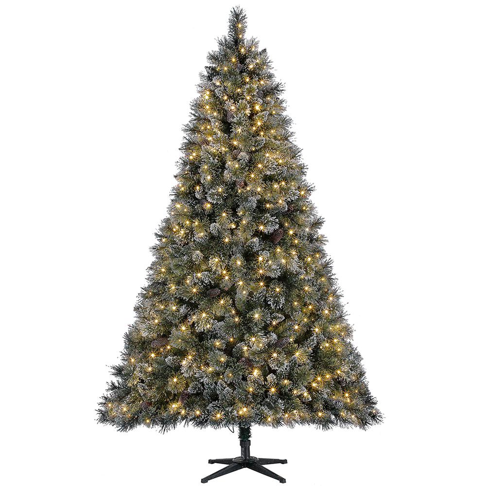 Home Accents Holiday 7 5 Ft Sparkling Amelia Pine Led Pre Lit Artificial Christmas Tree With Warm White Lights Tg76m3acdl19 The Home Depot