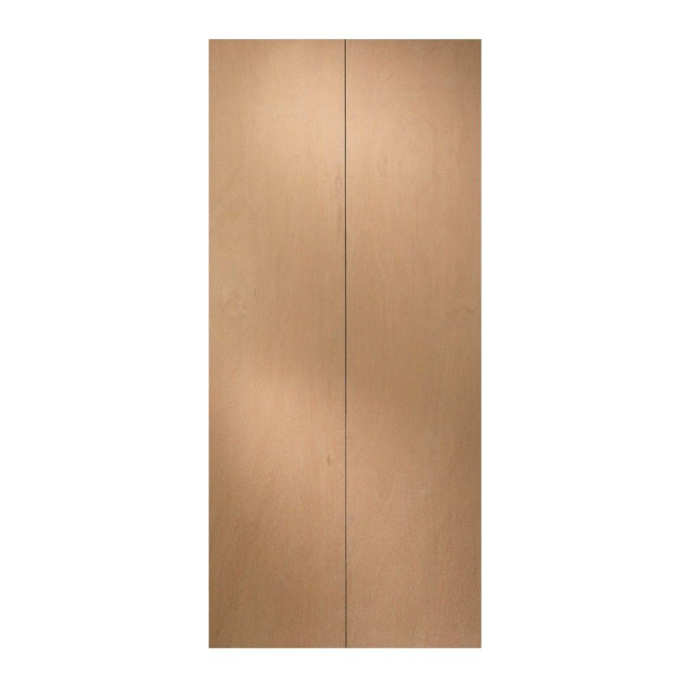 JELD-WEN 30 In. X 78 In. Unfinished Flush Hardwood Closet Bi-fold Door ...