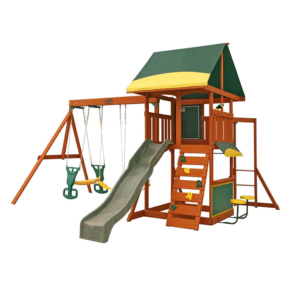 kidkraft ridgeview deluxe clubhouse wooden swing set