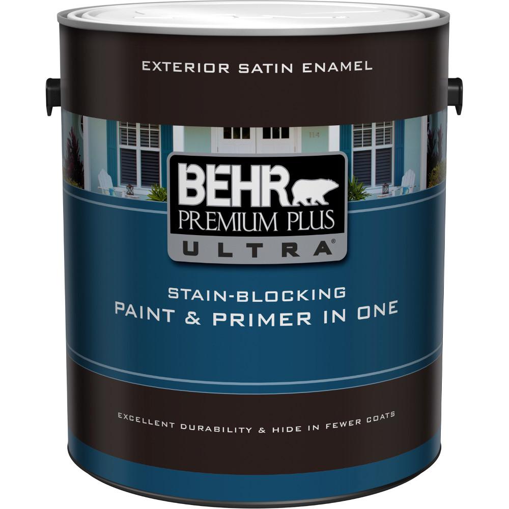 BEHR Premium Plus Ultra 1 gal. Ultra Pure White Satin BEHR Premium Plus Ultra 1 gal. Ultra Pure White Satin
