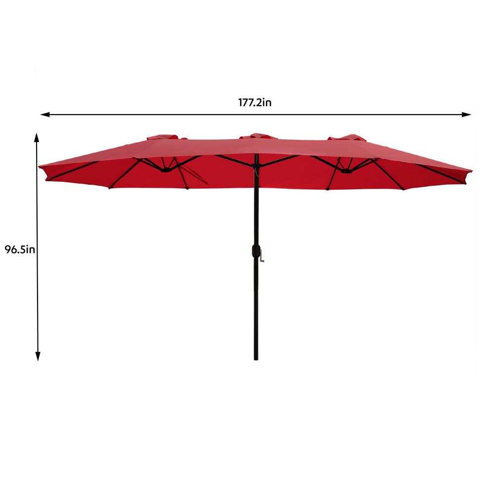 Maypex 15 Ft X 9 Ft Market Rectangular Outdoor Patio Umbrella In Red 300321 R The Home Depot