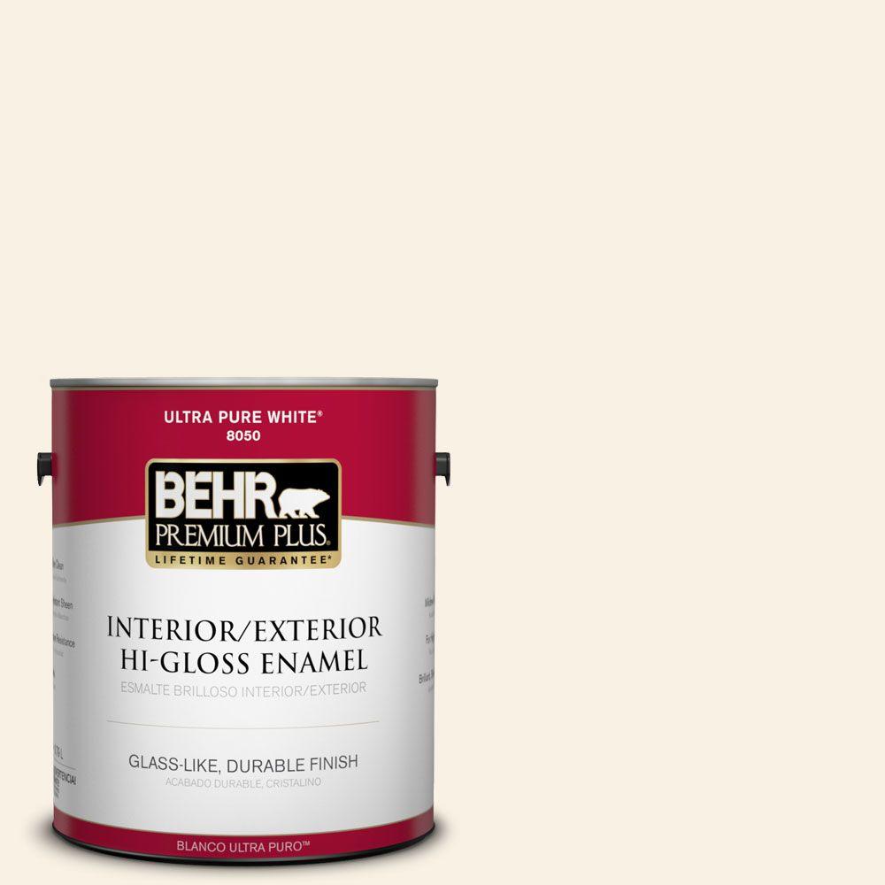 Behr Premium Plus 1 Gal W D 710 Creamy White Hi Gloss Enamel W D 710 Creamy White Hi Gloss Enamel Interior Exterior Paint