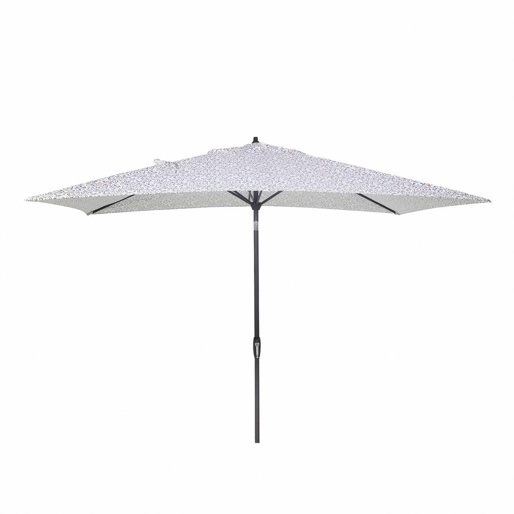 Hampton Bay 10 Ft X 6 Ft Aluminum Market Patio Umbrella In London Trellis Seaglass 9106 01416600 The Home Depot