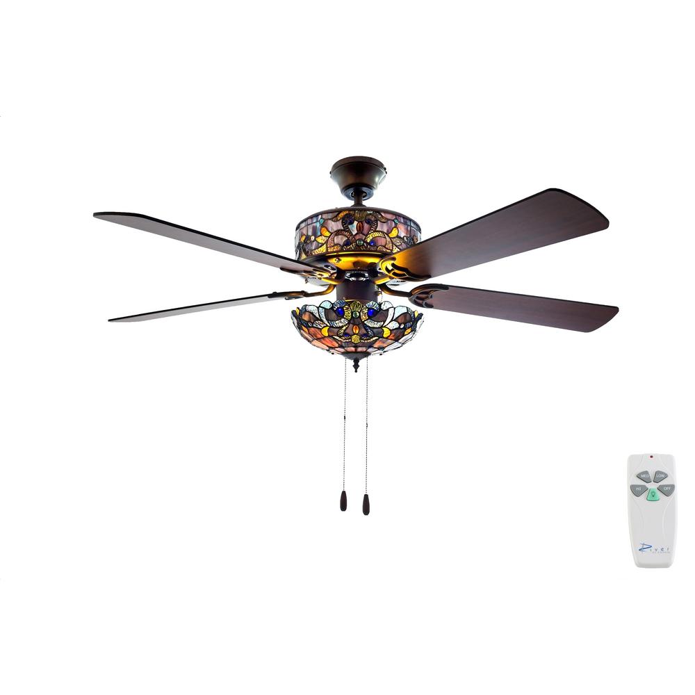 52 In Indoor Violet Ceiling Fan With Light Kit And Remote Control