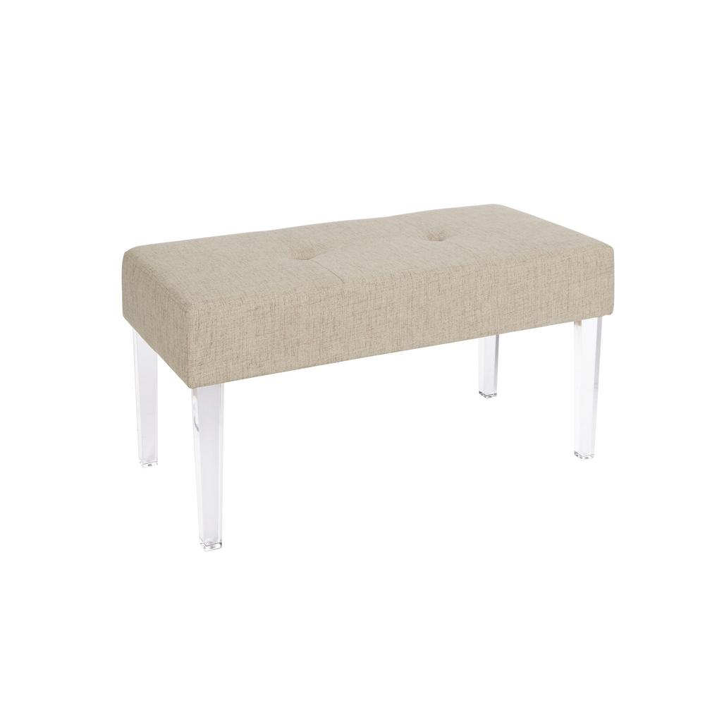 Claire Gold And Clear Acrylic Rectangular Vanity Bench