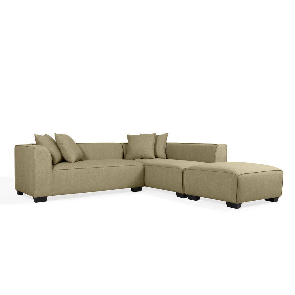 Handy Living Phoenix Barley Tan Linen Sectional Sofa with Ottoman PHX