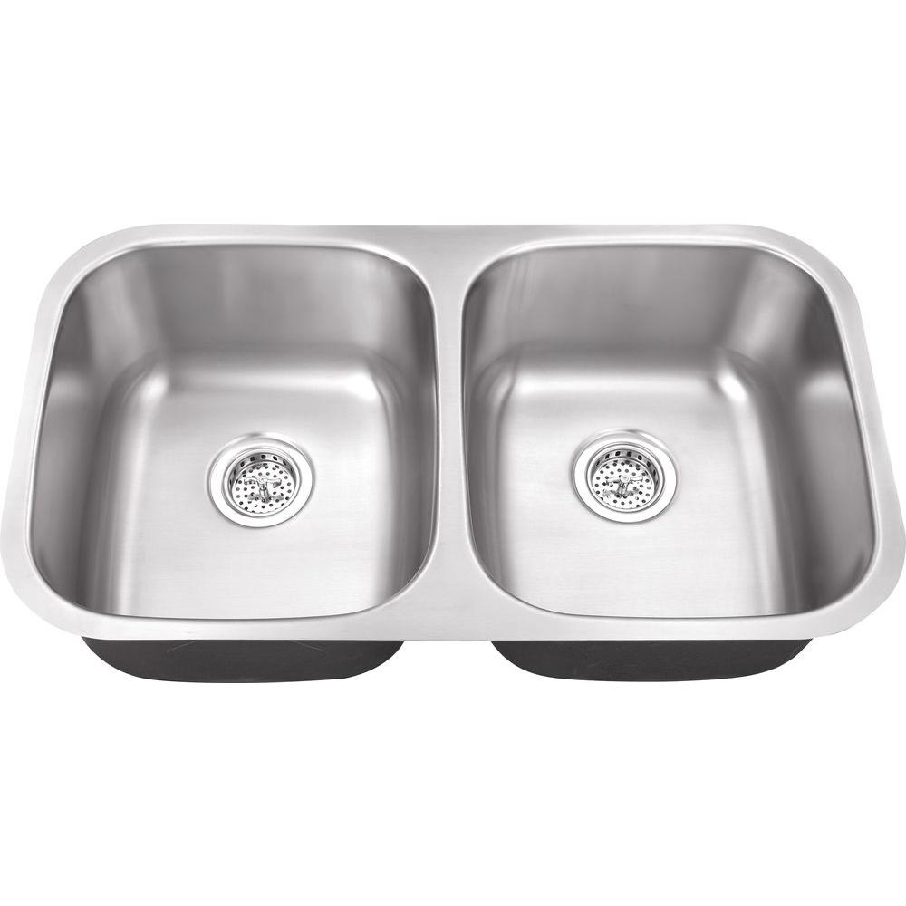 Schon All In One Undermount Stainless Steel 32 In Double Bowl Kitchen Sink