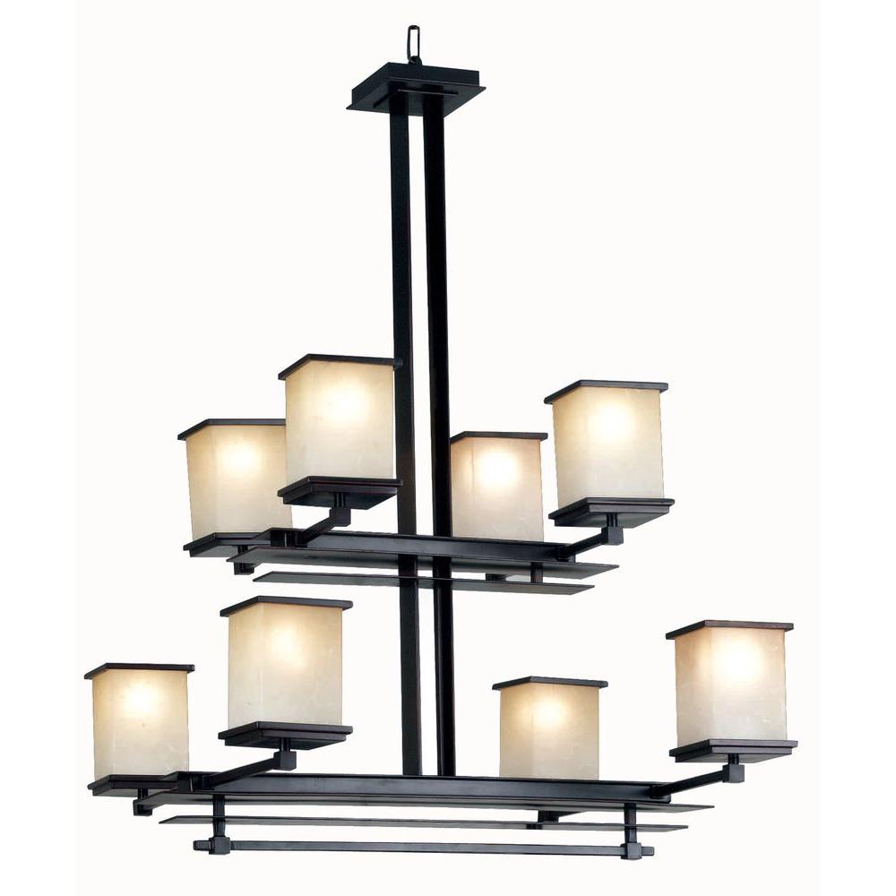 Kenroy Home Plateau 8Light Oil Rubbed Bronze Chandelier with Amber