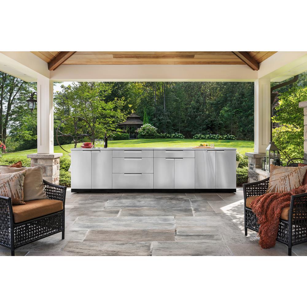 NewAge Products Stainless Steel 5 Piece 184 In W X 365 In H X 24 In D Outdoor Kitchen Cabinet Set 65062 The Home Depot