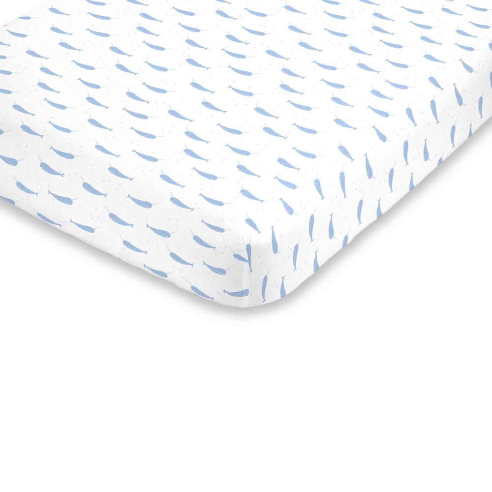 blue fitted crib sheet