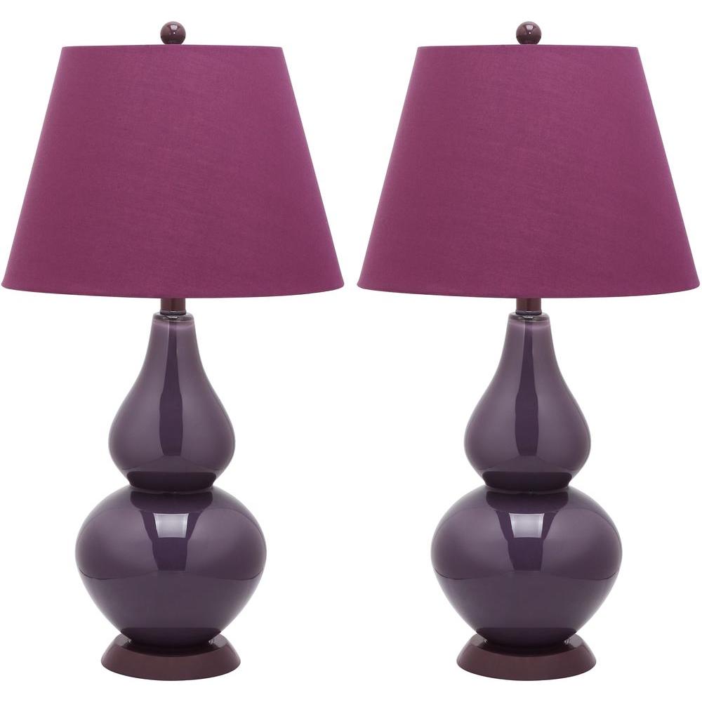 Purple Lamps Lighting The Home Depot Dark Purple Double Gourd Glass Lamp Set Of 2