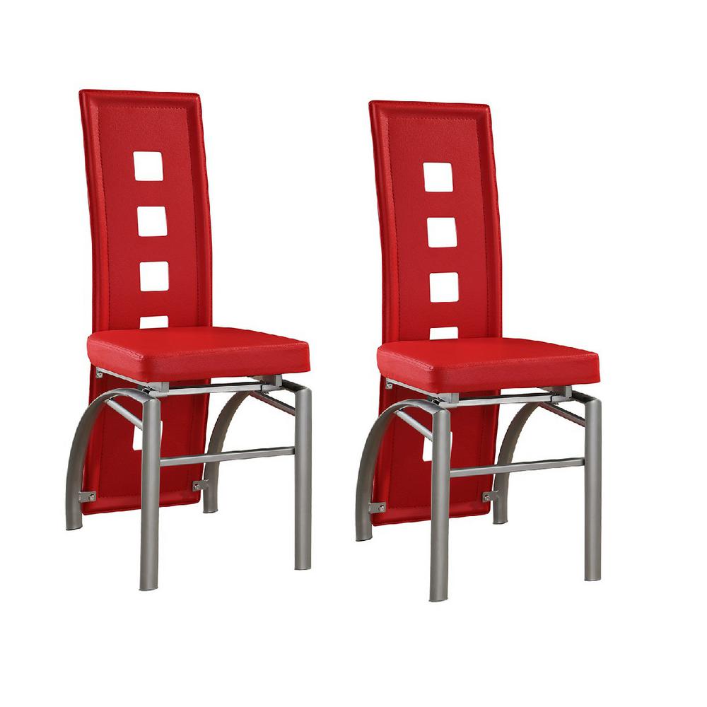 Coaster Contemporary Red Leatherette Keyhole Back Dining Chair Set Coaster Contemporary Red Leatherette Keyhole Back Dining Chair Set Of 2