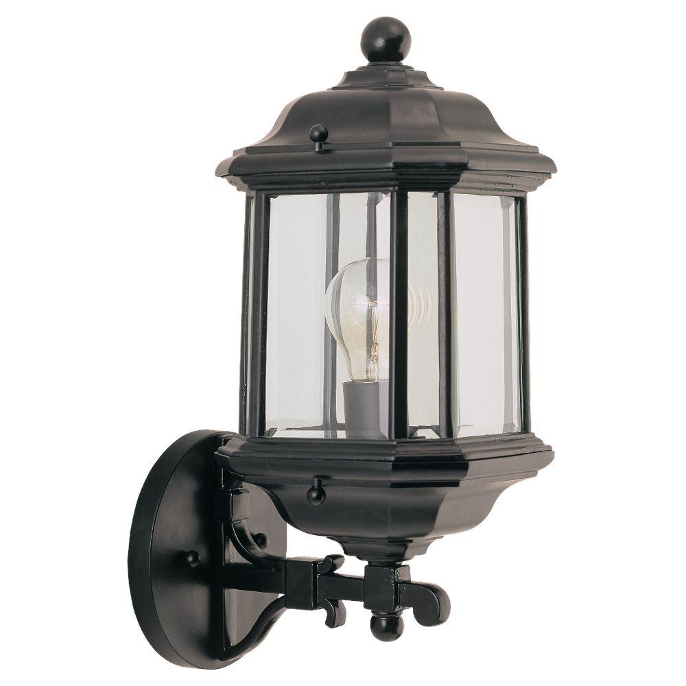 Sea Gull Lighting Kent 1 Light Black Outdoor Wall Lantern Sconce