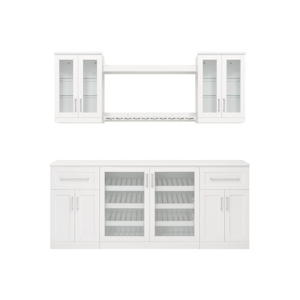 Newage Products Home Bar 21 In White Cabinet Set 8 Piece
