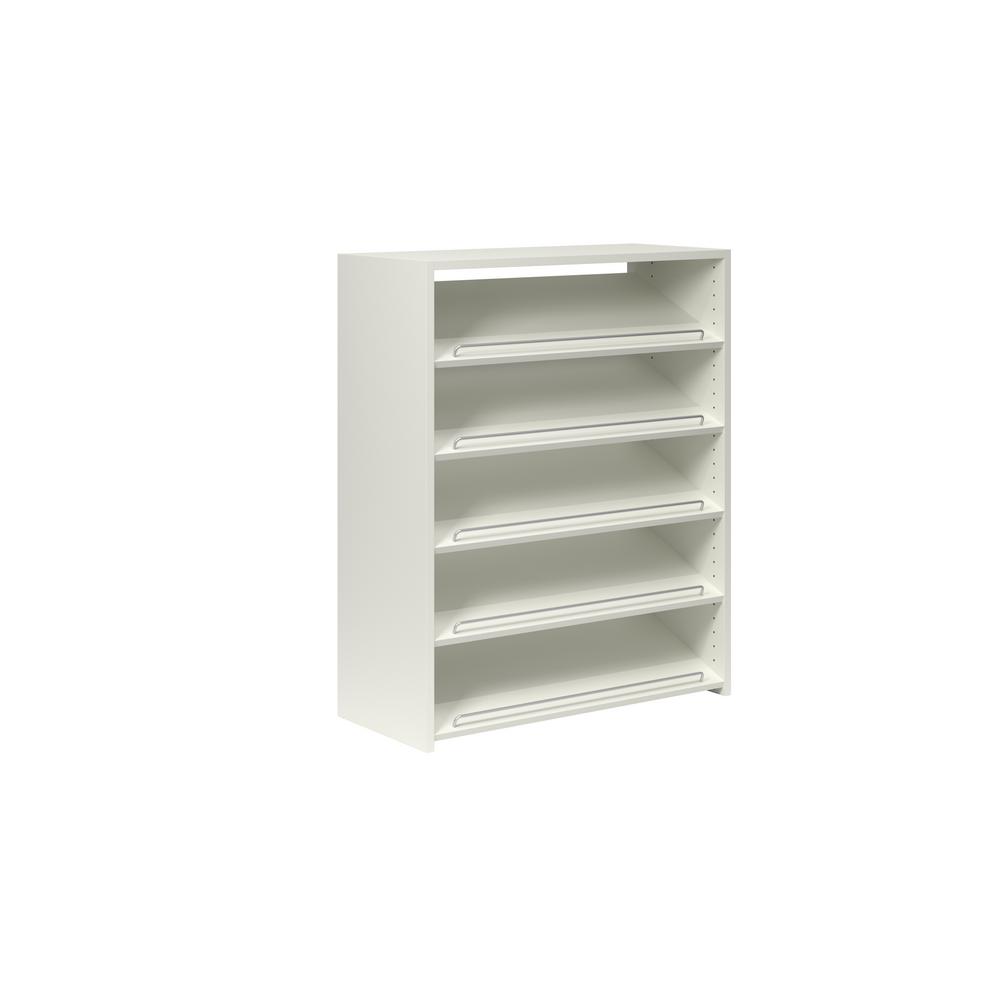 Shoe Storage Closet Organizers The Home Depot 15 Pair Wall Mounted Or Floor Standing White Shoe Storage Tower