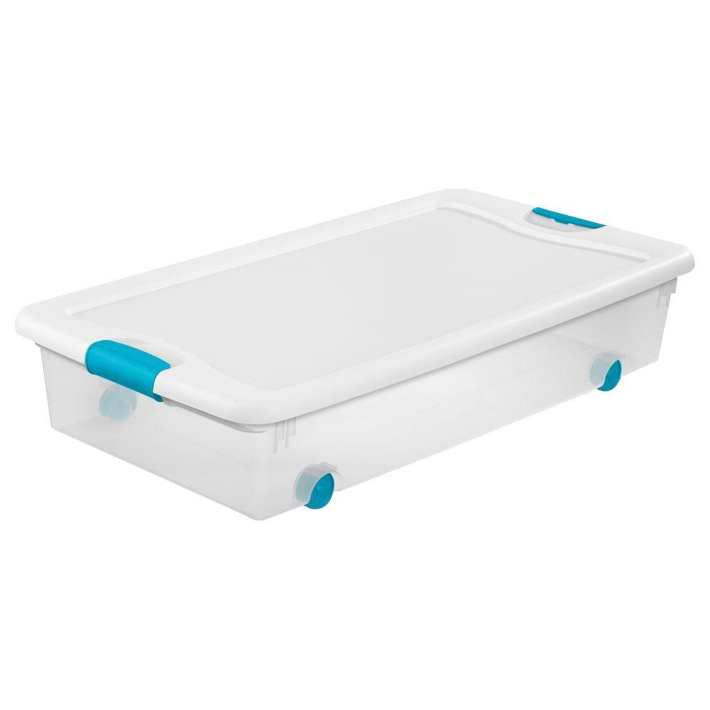 Sterilite 56 Qt Latching Wheeled Storage Box 14988004 The Home Depot Sterilite 56 Qt Latching Wheeled Storage Box