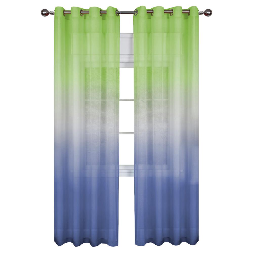 ACHIM Sheer Rainbow 84 in. L Single Grommet Window Curtain Panel Green