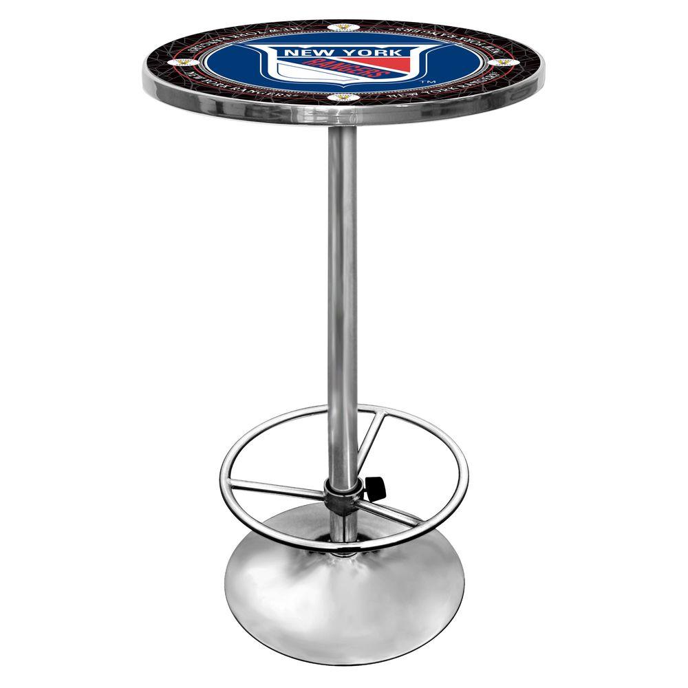 Trademark Nhl Vintage New York Ranger Chrome Pub Bar Table Nhl2000 Trademark Nhl Vintage New York Ranger Chrome Pub Bar Table