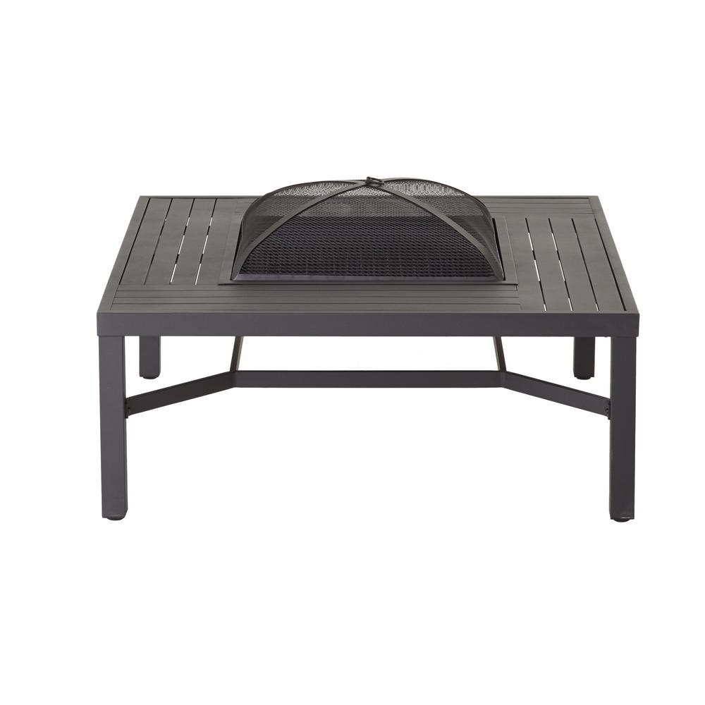 Hampton Bay 43 50 In Aluminum Fire Pit Table In Black Fta79103n