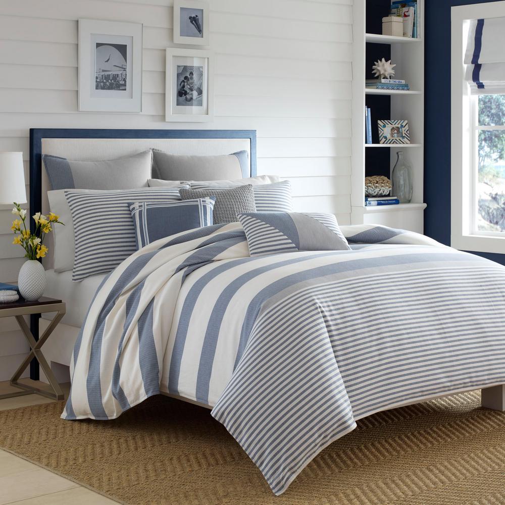 Nautica Fairwater 3 Piece Medium Blue Full Queen Comforter Set