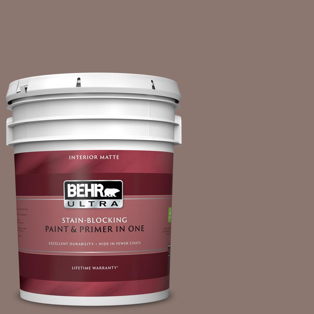 Behr Ultra 5 Gal Ppf 41 Cedar Plank Matte Interior Paint And Primer In One