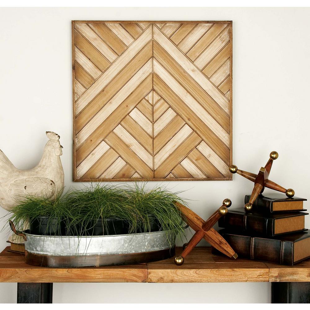 24 in x 24 in Rustic Wooden  Chevron and Herringbone 