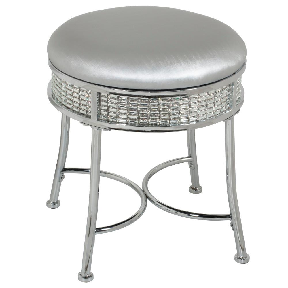 Hillsdale Furniture Venice 16 In X 18 In Backless Vanity Stool In Chrome 51091 The Home Depot