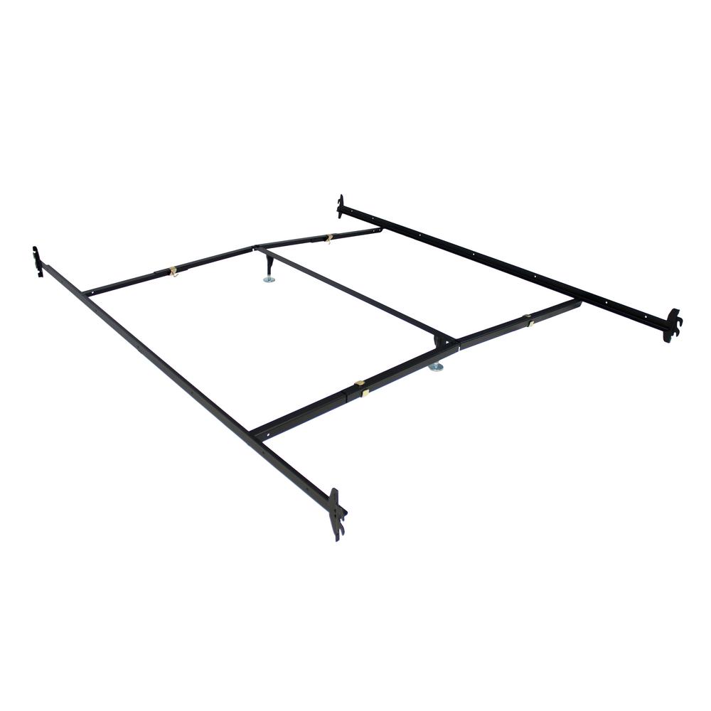 Hollywood Bed Frame Black Adjustable Bedframe Headboard Footboard Hook On Bed Rails 490r I The Home Depot