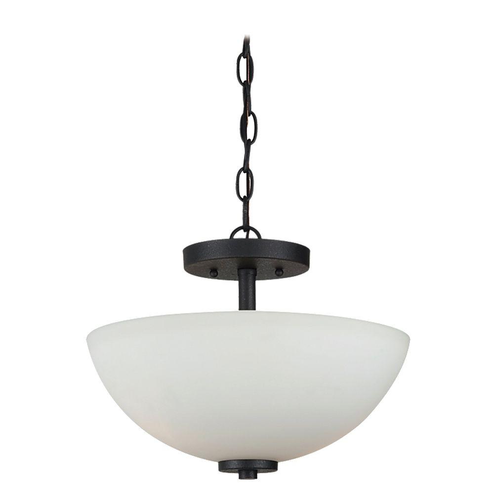 Sea Gull Lighting Oslo 2Light Blacksmith SemiFlushmount Convertible Pendant77160839 The